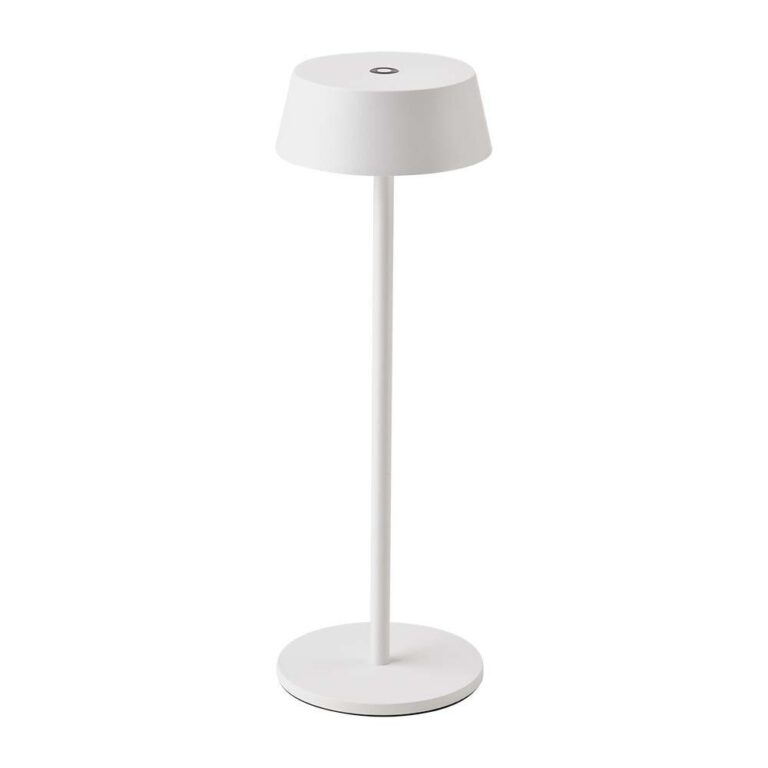 2W genopladelig LED bordlampe, hvid - IP54, touch dæmpbar, 5V, varm hvid, op til 10 timers batteri