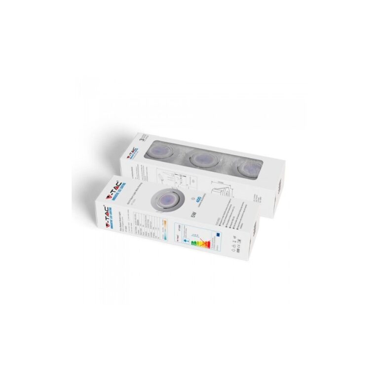 3-pak 5W Indbygningsspot - Indendørs, hvid front, komplet med GU10 holder og LED spot