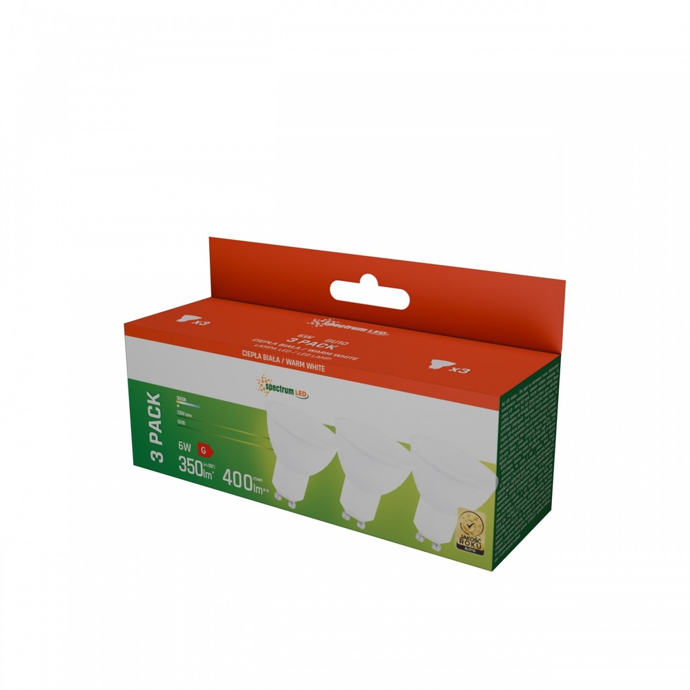 3-pak GU10 6W LED spotpære - Varm hvid, matteret