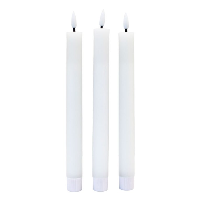 3-pak hvide LED stearinlys, flammeeffekt