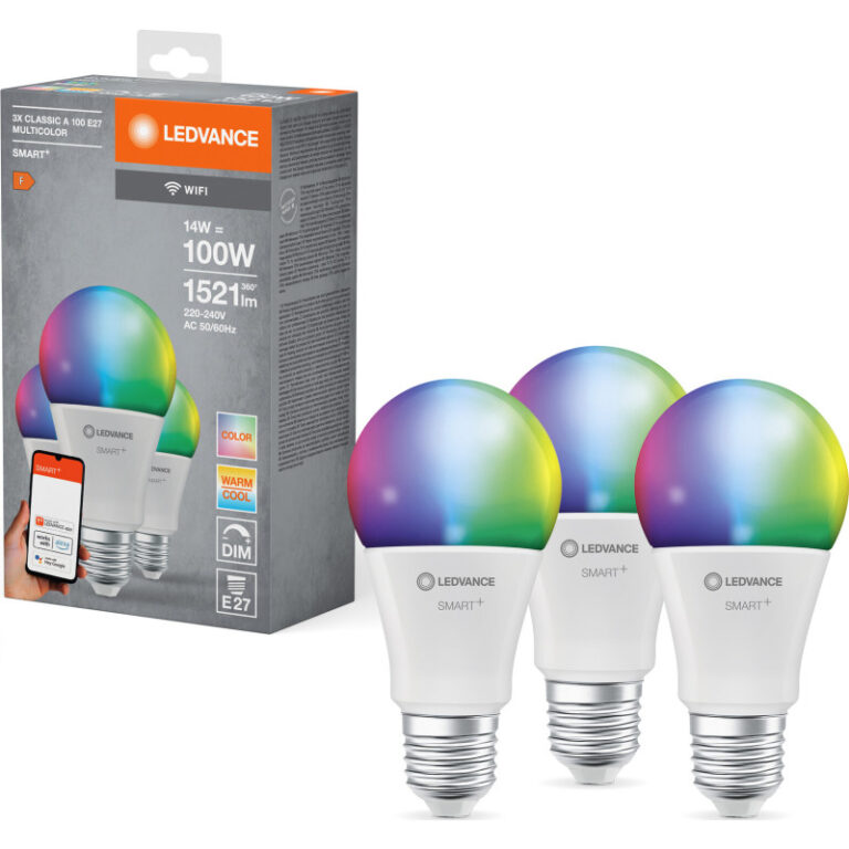 3 stk Ledvance Smart+ Wifi E27 standardpære, 2700K-6500K, 14W, 3-pak