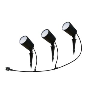 3 stk. 7W Smart WiFi RGB have-spot med spyd - IP65, sort, dæmpbar, virker med Google Home og Alexa