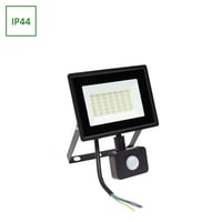 30W LED projektør med sensor, 6000K (kold hvid), sort
