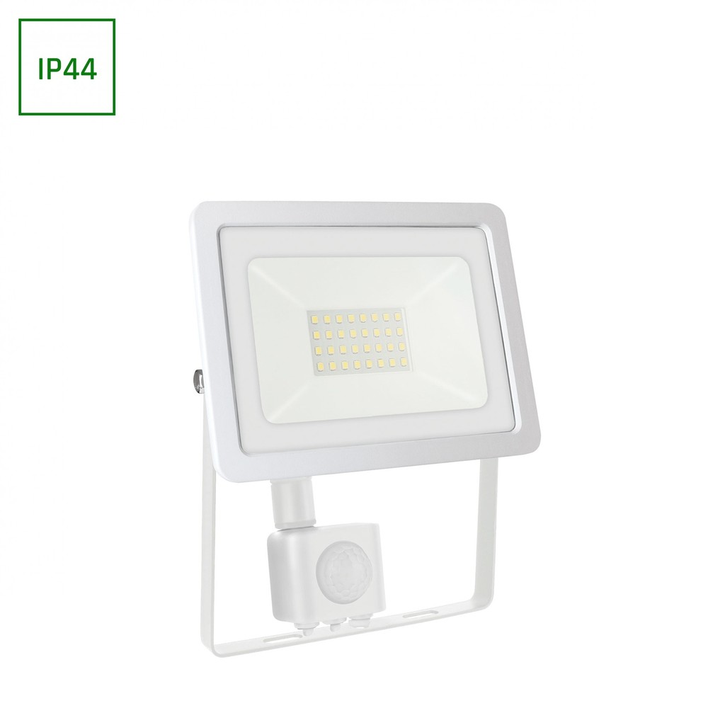 30W LED projektør med sensor - IP44, hvid, kold hvid
