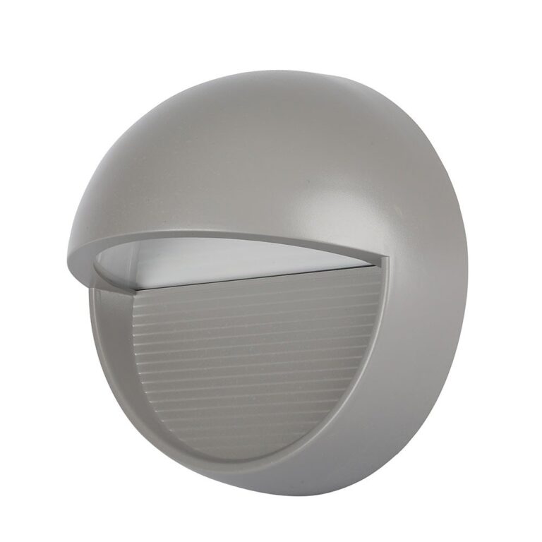 3W LED bedlampe / trappelys, Grå - Rund, IP65 udendørs, 3000K, Ø5,8cm