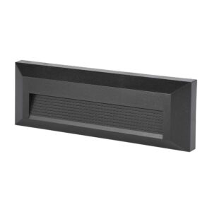 3W LED trappelys - IP65, sort, rektangulær, udendørs, 230 x 80 x 28 mm