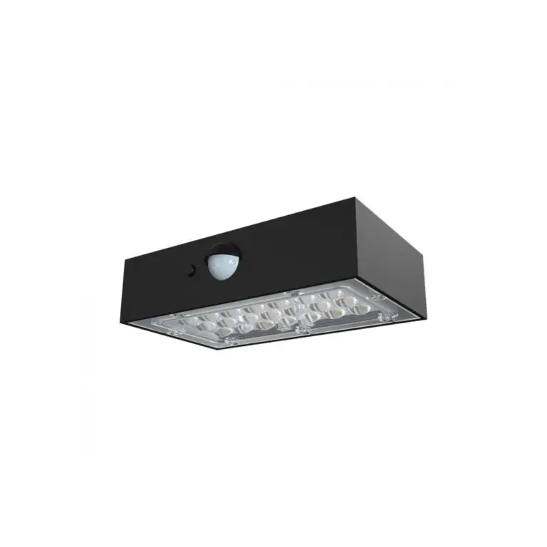 3W Solcelle væglampe LED - IP65, sort, sensor