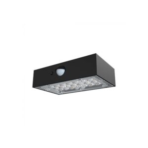 3W Solcelle væglampe LED - IP65, sort, sensor