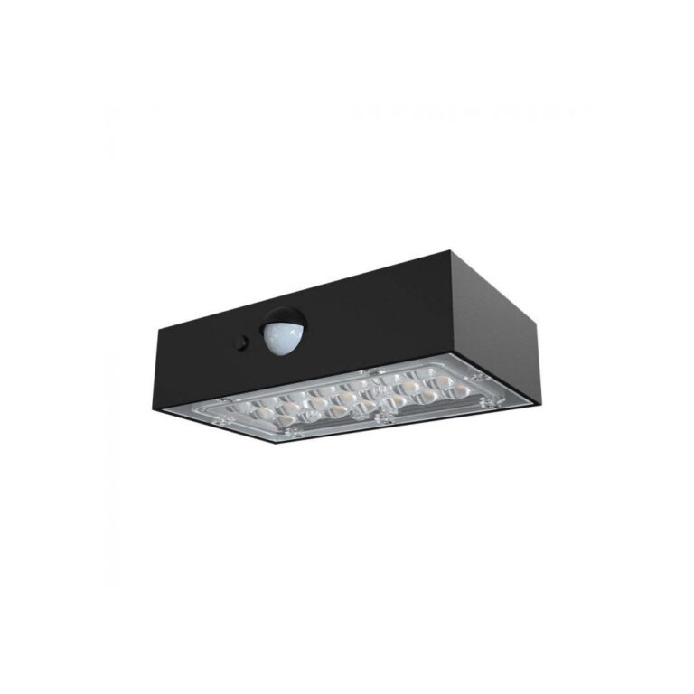 3W Solcelle væglampe LED - IP65, sort, sensor