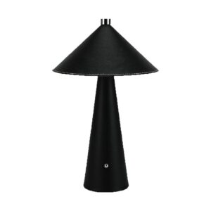 3W genopladelig LED bordlampe med touch dæmp - 3-i-1 CCT, sort læder, 4000mAh batteri, USB-C, 20x33 cm