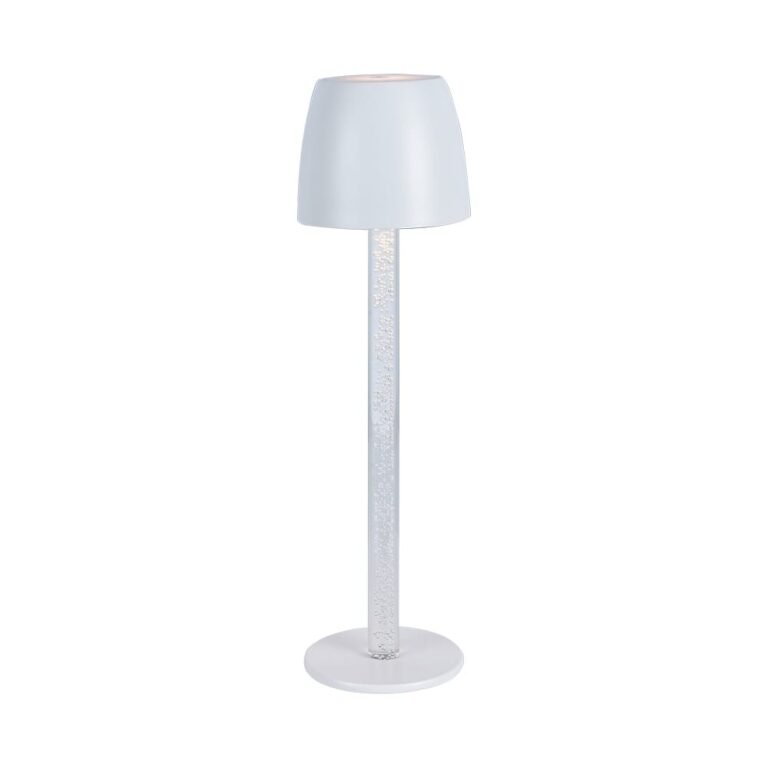 3W genopladelig LED bordlampe, touch dæmpbar - 310lm, 3000K, sort/transparent, højde 37cm