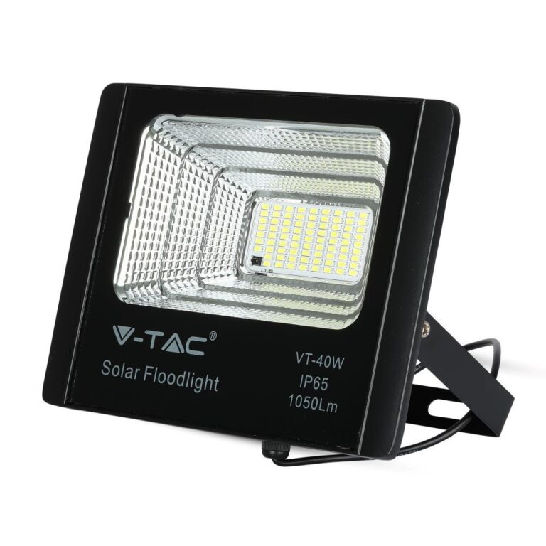 40W Solcelle LED projektør med sensor - 1050lm, 6000K, IP65, inkl. fjernbetjening og solpanel