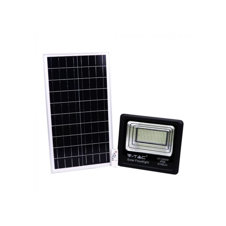 40W Solcelle projektør LED - IP65, Sort, inkl. solcelle, fjernbetjening