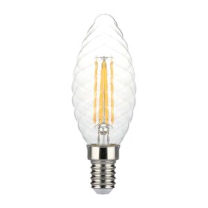 4W Kertepære E14 - LED Twisted, Filament Pære, 3000K, Dæmpbar.