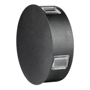4W LED Væglampe - 3000K, IP65, Sort Hus, Rundt