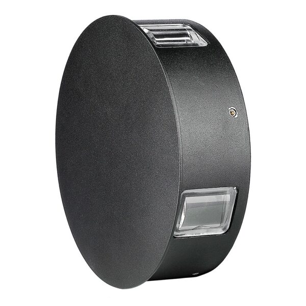 4W LED Væglampe - 3000K, IP65, Sort Hus, Rundt