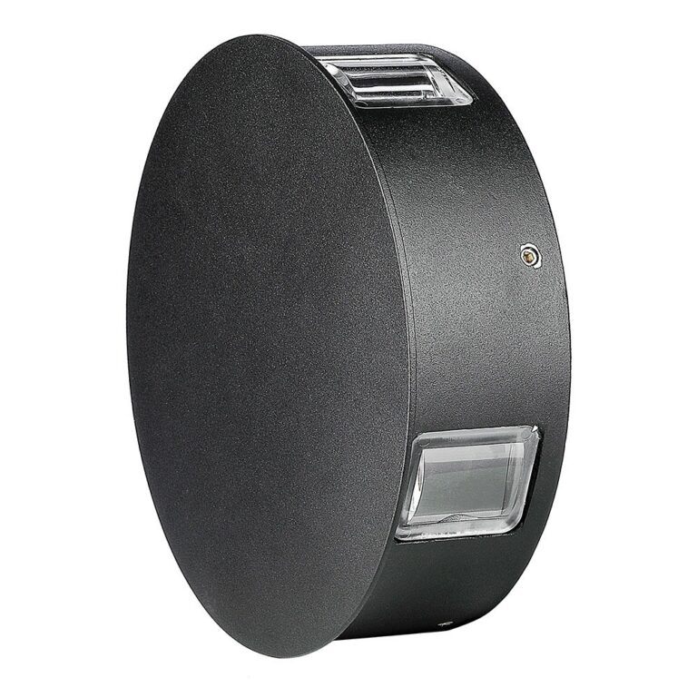 4W LED Væglampe - 3000K, IP65, Sort Hus, Rundt