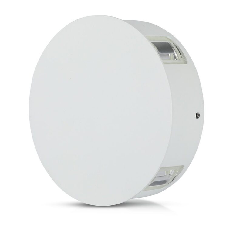 4W Rund LED væglampe, hvid - IP65, 360Â°, 3000K, aluminium, udendørs/indendørs, inkl. lyskilde