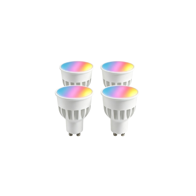 4x GU10 5W Smart Home LED pære - Bluetooth, 6,6 cm høj, virker med Google Home, Alexa og smartphones