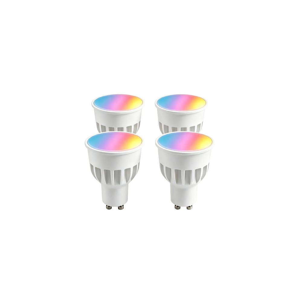 4x GU10 5W Smart Home LED pære - Bluetooth, 6,6 cm høj, virker med Google Home, Alexa og smartphones