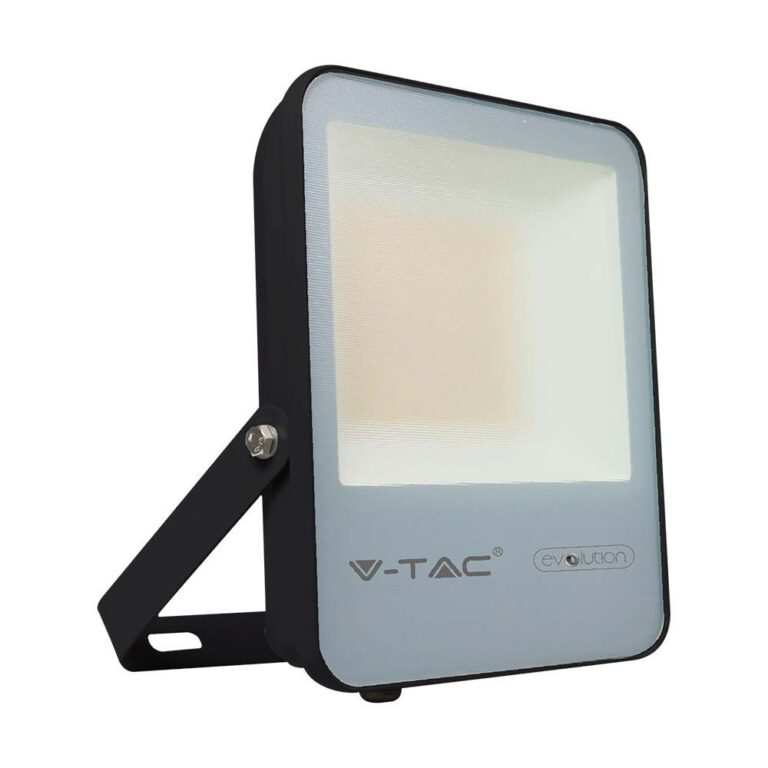 50W LED Projektør - 6400K Sort Hus, Grå Glas, 185lm/W