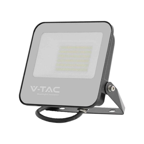 50W LED projektør - 4000K, sort hus, grå glas, 185lm/W