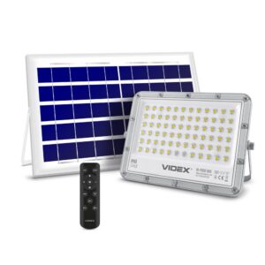 50W Solara LED projektør med solcelle - 1000lm, IP65, 5000K, grå, inkl. fjernbetjening og solcellepanel