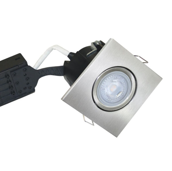 5W LED Spot Firkant, Børst. Alu Quick UNI Install inkl. Nordtronic Gu10 (Dæmpbar)