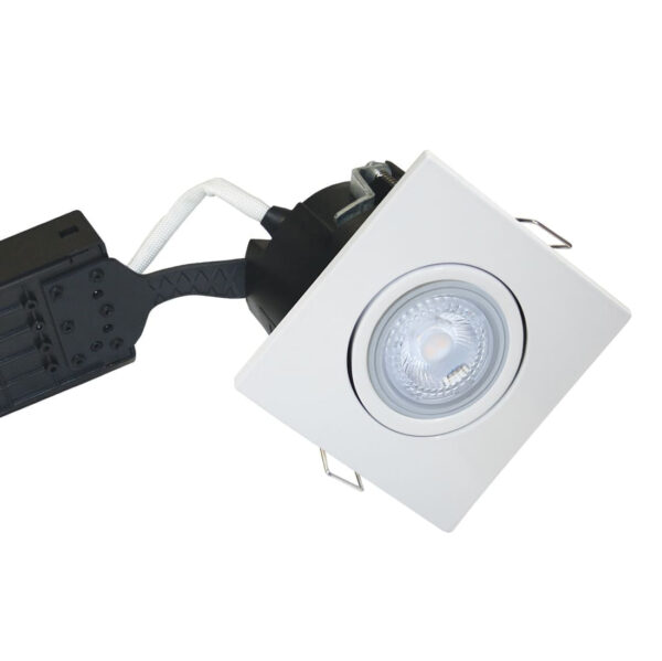 5W LED Spot Firkant, Mat. Hvid Quick UNI Install inkl. Nordtronic Gu10 (Dæmpbar)