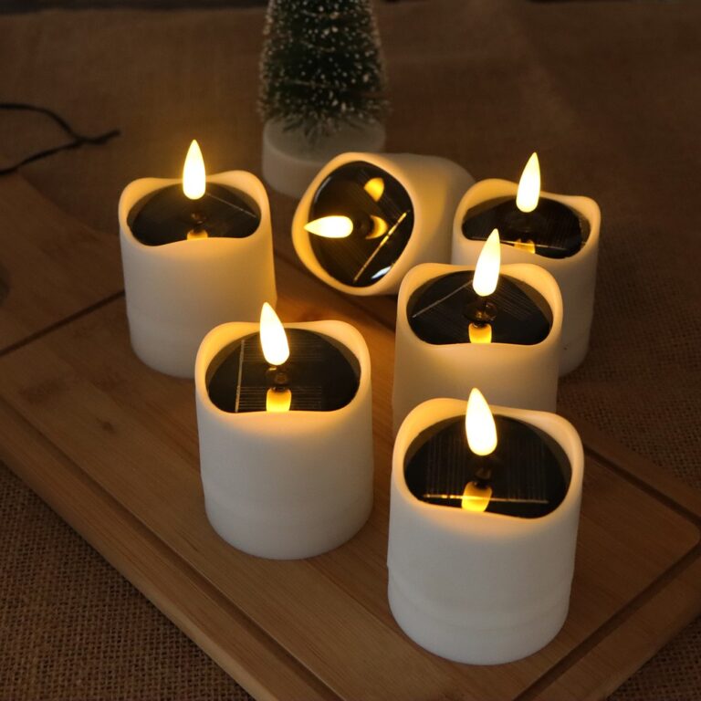 6-pak LED solcelle stearinlys - Ø5cm, 8cm høj, IP44 udendørs