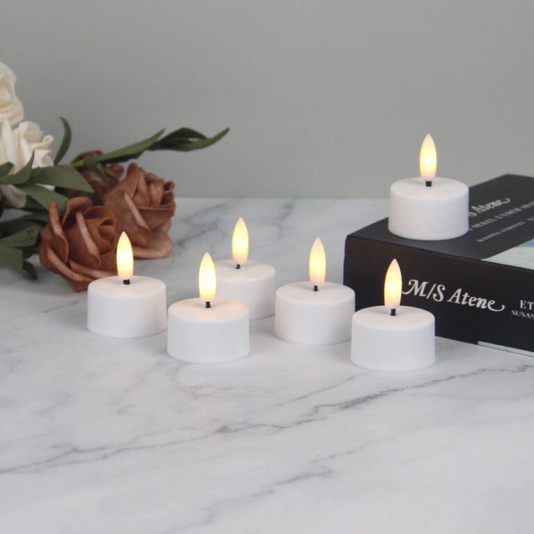 6-pak hvide LED fyrfadslys inkl. ladebase - Inkl. fjernb., timer