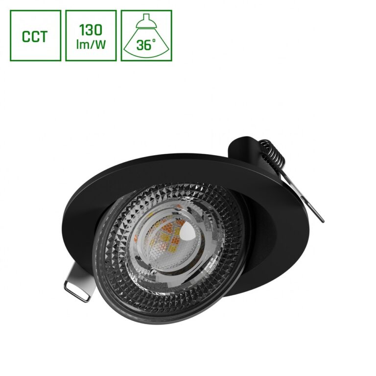 6,5W Ø10,5cm MOBILO LED downlight - CCT, 850lm, 36Â°, IP20, sort