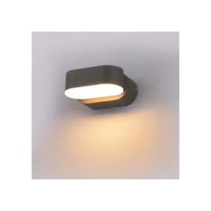 6W LED væglampe - IP65 udendørs, Oval, grå, roterbar 350 grader, inkl. lyskilde