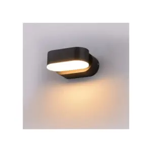 6W LED væglampe - IP65 udendørs, Oval, roterbar 350 grader, sort, inkl. lyskilde