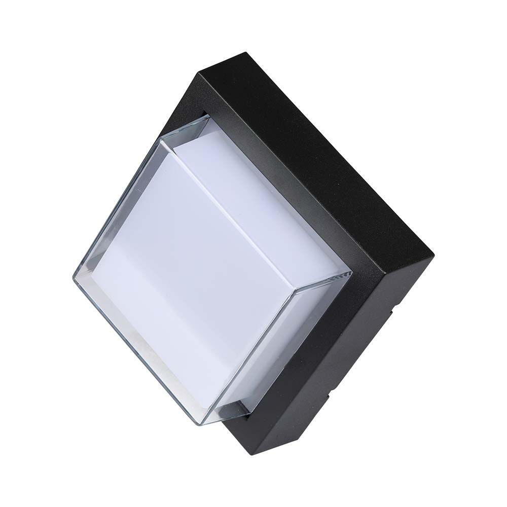 7W LED væglampe - 3000K, sort, firkant