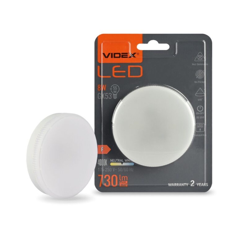 8W GX53 LED pære - Neutral hvid, 230V