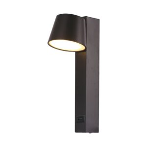 8W LED Væglampe - 3000K, USB funktion, akryl, sort