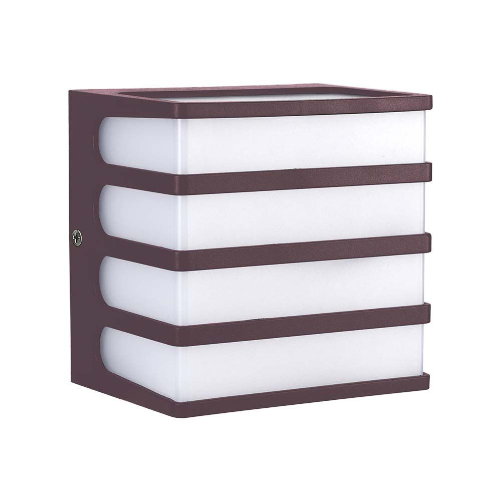 8W LED væglampe, brun - IP65, 4000K, firkantet, udendørs