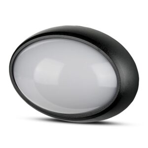 8W oval LED loftlampe - IP54, sort, 18,7 x 12,6 cm, væg/loftmontering, inkl. lyskilde