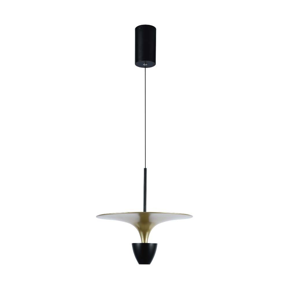 9W LED pendel / hængelampe - 4000K, 1000lm, sort/guld, 30x320cm, inkl. lyskilde