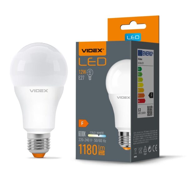 A60 LED-pære 12W E27 - kold hvid, 230V, 1180lm, forbrug 12W