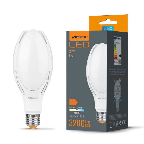 A96 LED-pære 30W E27 - neutral hvid, 230V, 3200lm