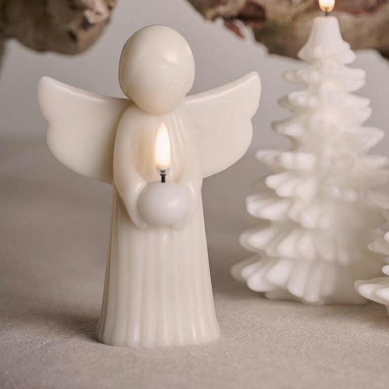 ANGEL LED-stearinlys, cremefarvet, voks, højde 16 cm – Uyuni Lighting - Stue - Andet - Med én lyskilde