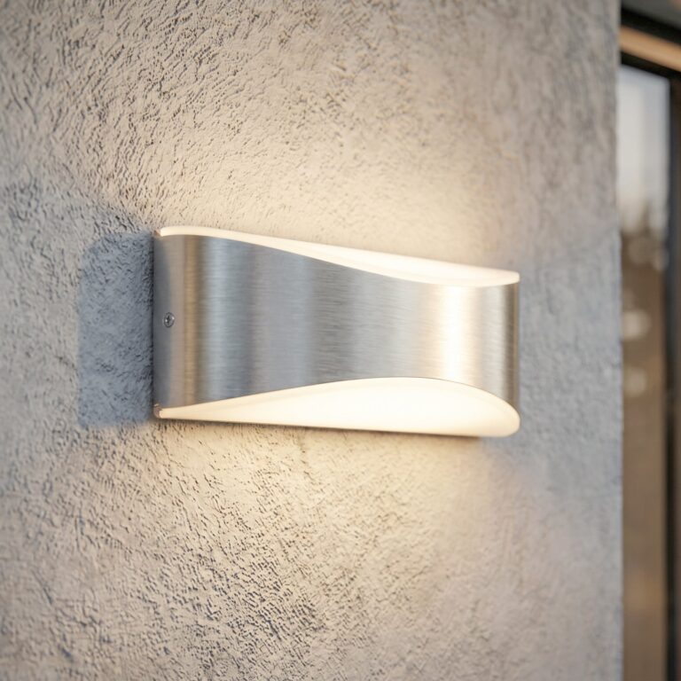 Akira udendørs LED-væglampe, sølv, bredde 23 cm – Lucande - Moderne - Aluminium - Rund