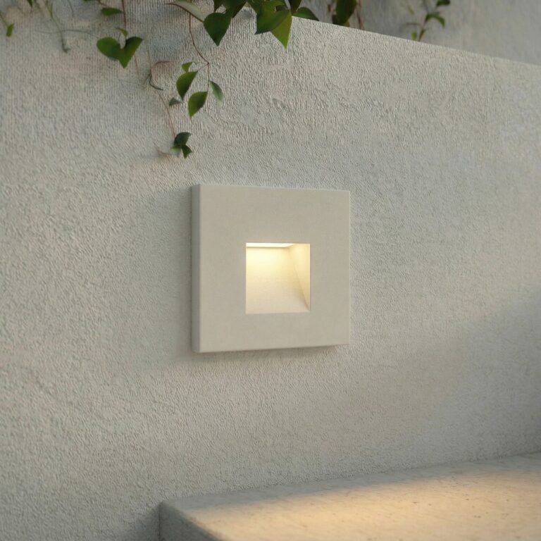 Alune LED-vægindbygningslampe, kantet, hvid, IP65 8 x 8 cm Lindby - Moderne - Aluminium