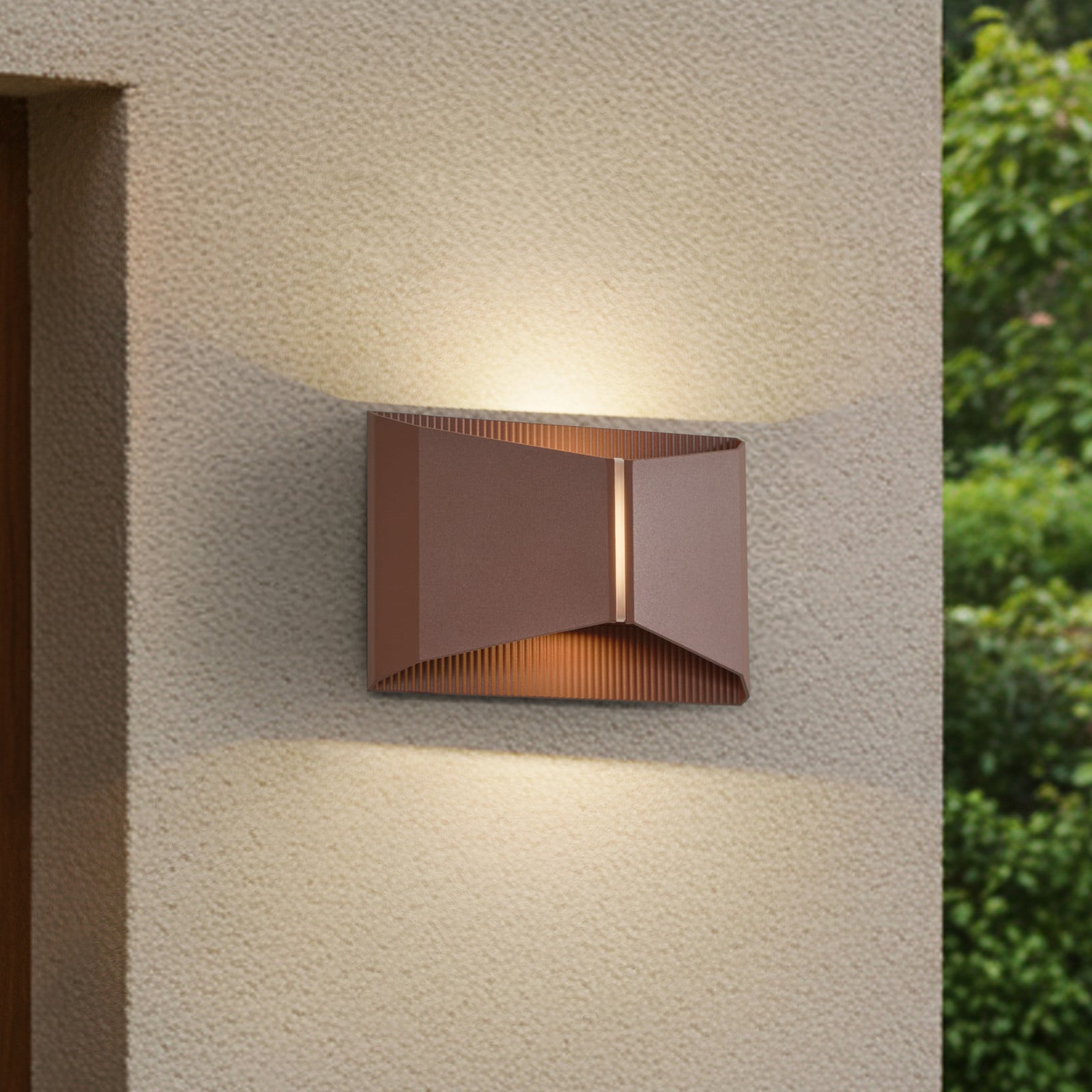 Anlira udendørs LED-væglampe, opad & nedad, brun, IP65 – Lindby - Terrasse - Moderne - Metal - Kantet