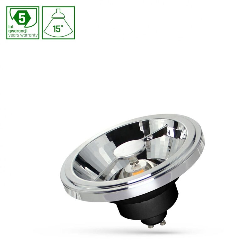 Ar111 LED 12W GU10 - 230V, cob, 15Â°, neutral hvid, sort, Spectrum