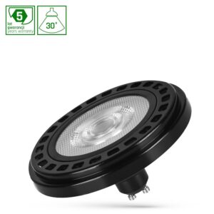 Ar111 LED 20w gu10 - 230v, cob, 30°, varm hvid, ra90, Premium, sort, Spectrum