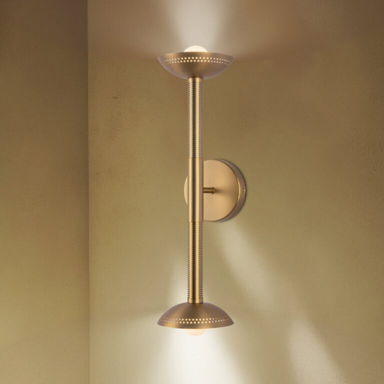 Arden LED-væglampe, guld, 57 cm, 2 lyskilder, metal, dæmpbar – Elstead - Stue - Moderne - Aluminium - Med flere lyskilder