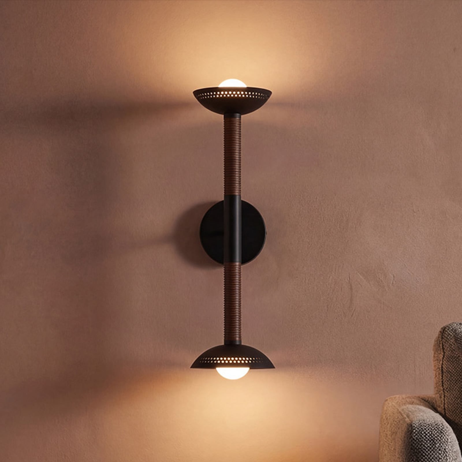 Arden LED-væglampe, sort, 57 cm, 2 lyskilder, metal, dæmpbar – Elstead - Stue - Moderne - Aluminium - Med flere lyskilder